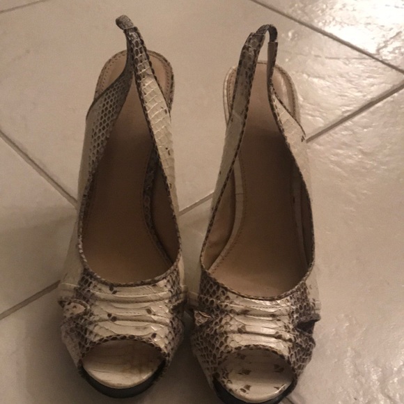 Calvin Klein Shoes - Calvin Klein Snakeskin Slingback Heels